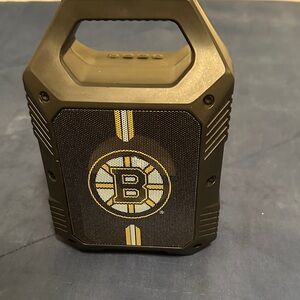 Portable Black & Yellow Bluetooth Speaker with Hockey Logo